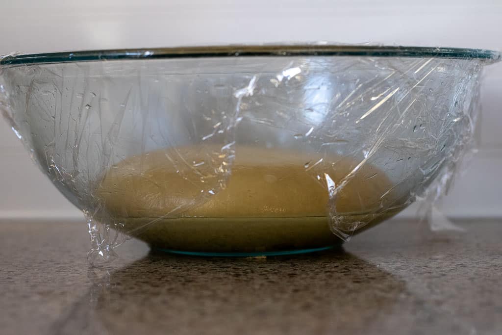 Sourdough bread dough before the bulk rise.