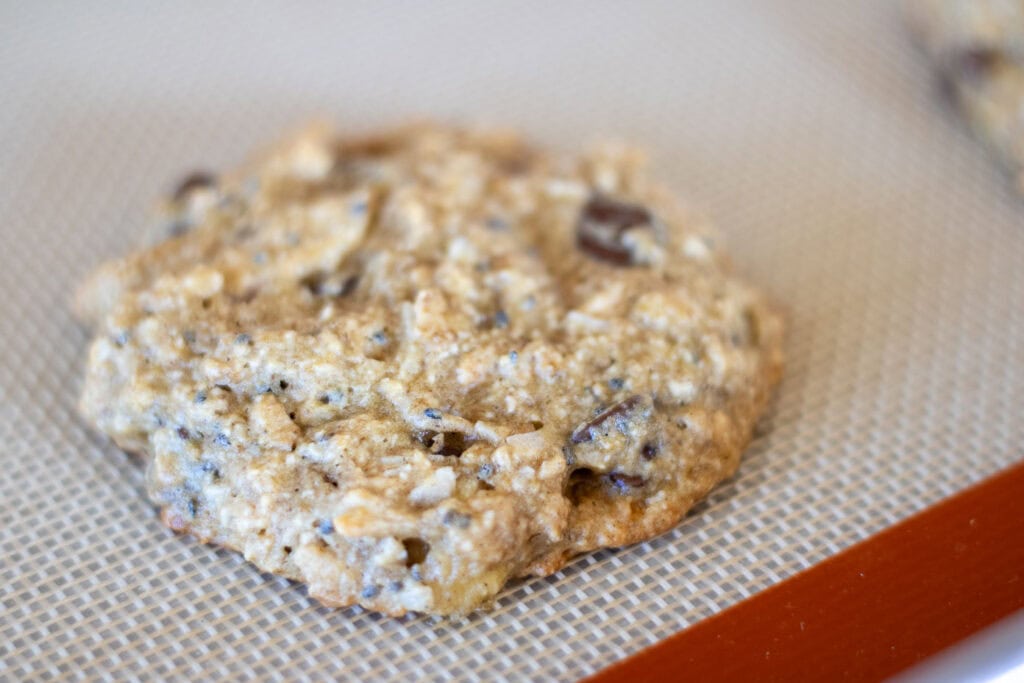 A freshly baked sourdough discard breakfast cookie.